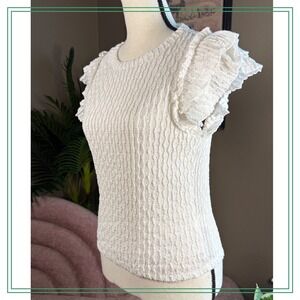 Ruffle Sleeve Smocked Top, Textured Knit Tee, Sleeveless Blouse for Women